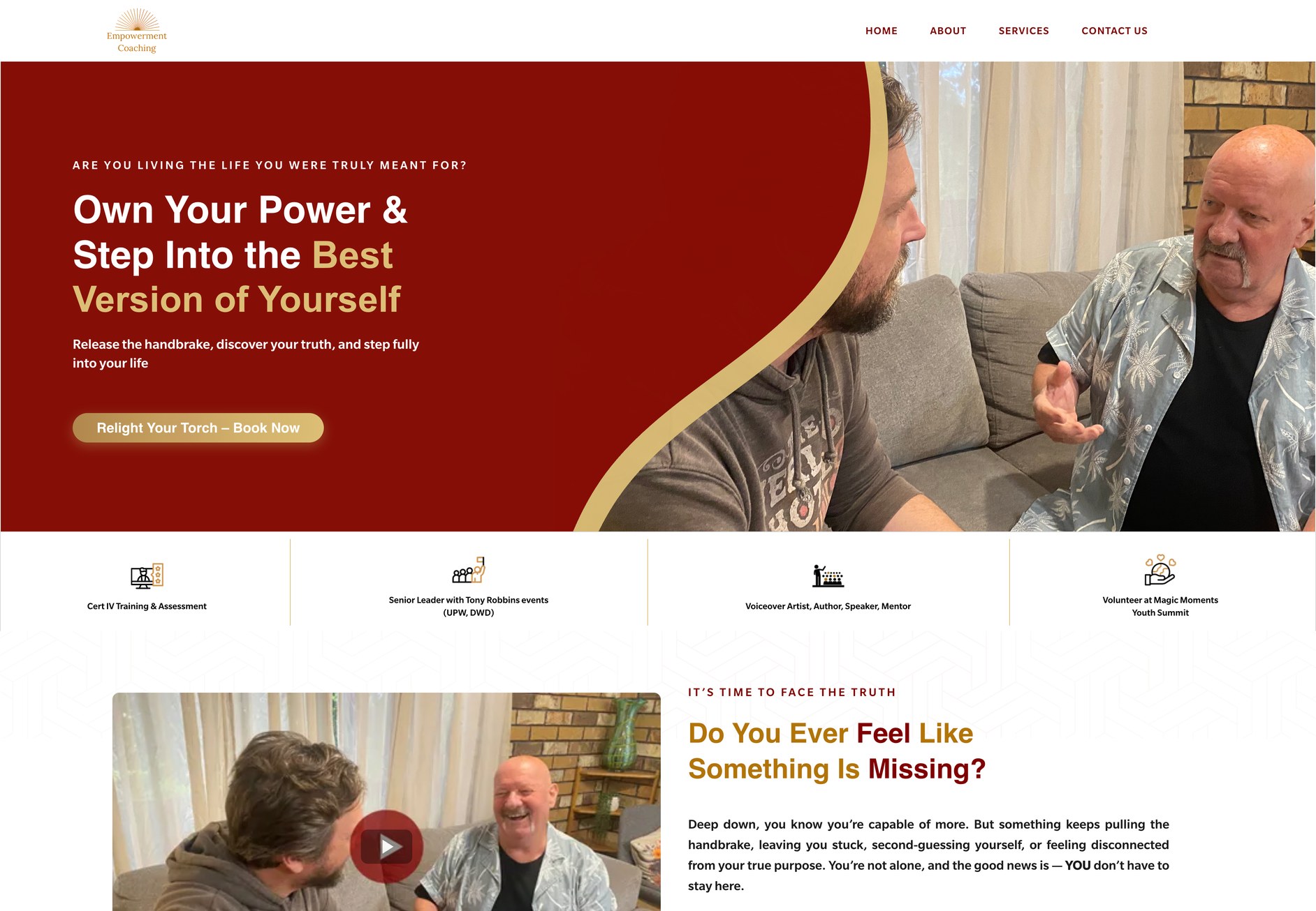 Homepage of the Empowerment Coach website, designed by EasyAz